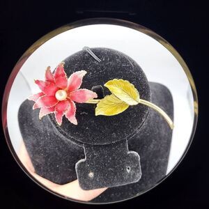 Antique Pearl and Enamel Flower Pin - 4.5" long
